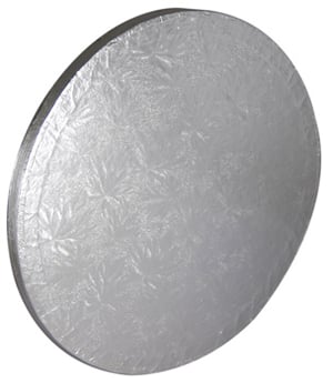 A silver circle with a floral pattern on it is correct.