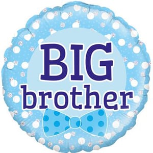 A blue balloon with the words "Big Brother" and a bow tie.