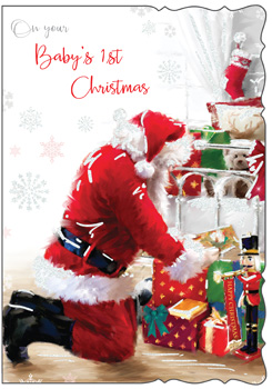 A Christmas card for a baby's first Christmas.