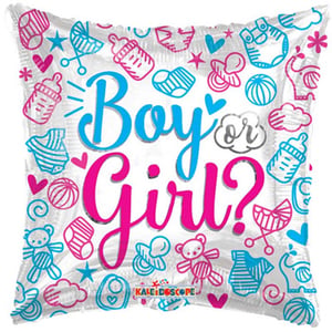 A balloon that says "boy" or "girl" on it.