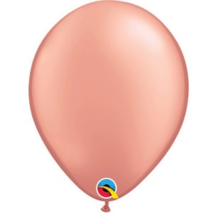 A rose gold balloon with a Qualatex logo on it.