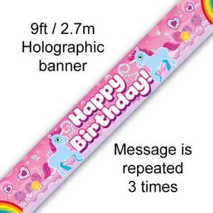A pink banner that says "Happy Birthday" on it.