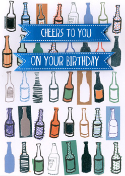 A birthday card that says, "Cheers to you on your birthday."