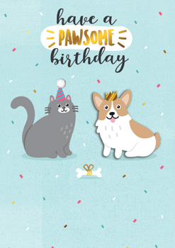A birthday card that says "Have a pawsome birthday."