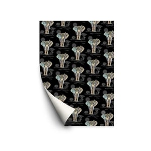 a sheet of paper with elephants and trees on it.