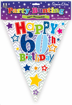 A package of happy 60th birthday party bunting.