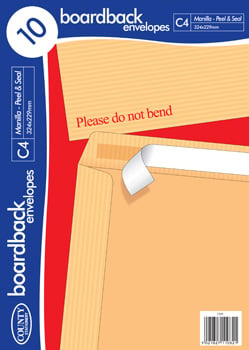 Introducing our reliable Manilla Boardback Envelopes C4, available in a handy pack of 10 from County Paper! Designed to protect your valuable documents, these envelopes feature a robust board back, clearly marked with "Please do not bend," ensuring your contents stay flat and secure during transit.

The classic manilla finish provides a professional look, while the convenient peel and seal closure offers quick and easy packing. Sized at 324x229mm, they're perfect for sending A4 documents without creasing. A top choice for businesses needing dependable document protection and a professional presentation.