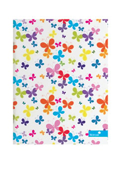 An item white with colorful butterflies on it.