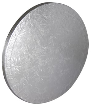 A silver circle with a floral pattern on it is correct grammatically.