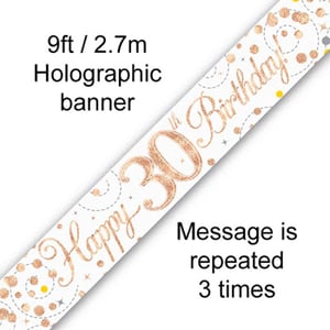 A banner that says "Happy 30th Birthday" is repeated three times.