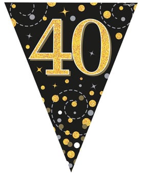 A black and gold banner with the number 40 is on it.
