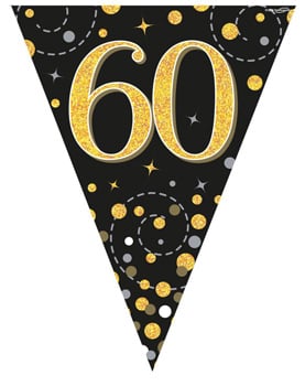 A black and gold banner with the number 60 on it.