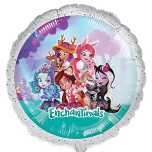 A balloon that says "Enchantimals" on it.