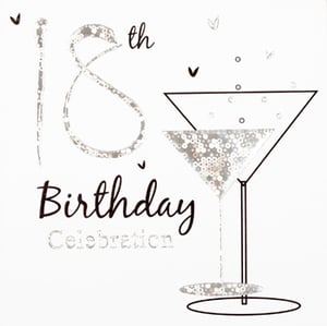 An 18th birthday celebration card with a martini glass.