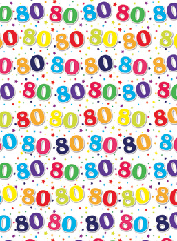 A seamless pattern of colorful 80s numbers on a white background.