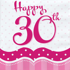 A napkin that says "Happy 30th" on it.