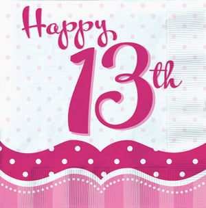 A napkin that says "happy 13th" on it.