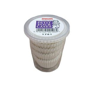 A cup of cupcake liners with a plastic lid is on a white background.