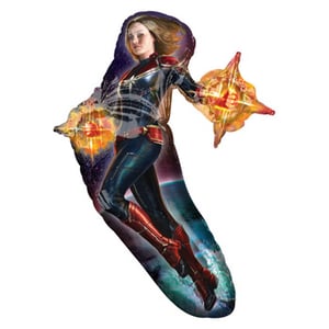 A Captain Marvel balloon with a star in her hand.