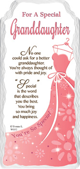 A card that says "For a special granddaughter."