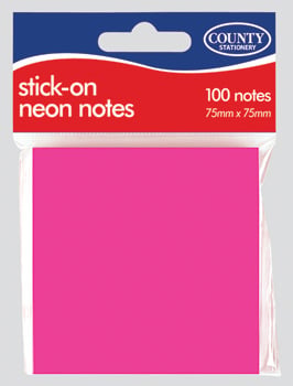a package of county stationery stick-on neon notes