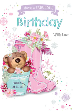 A birthday card that says "Have a fabulous birthday with love."