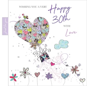 A 30th birthday card that wishes you a very happy 30th with love.