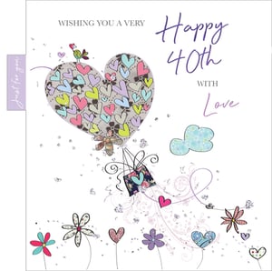 A 40th birthday card, wishing you a very happy 40th, with love.