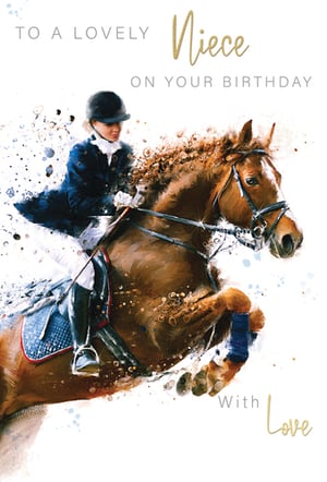 A birthday card that says "To a lovely niece on your birthday."