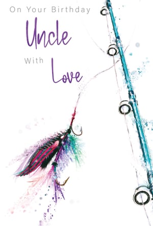 A birthday card for an uncle with a fishing rod.