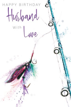 A birthday card that says "Happy Birthday, Husband" with love.