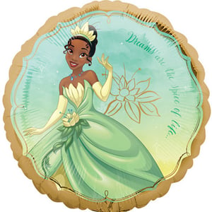 A Princess Tiana balloon that says "Dreams are the spice of life."