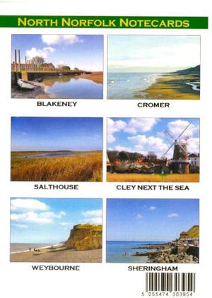 A set of North Norfolk notecards with a barcode.