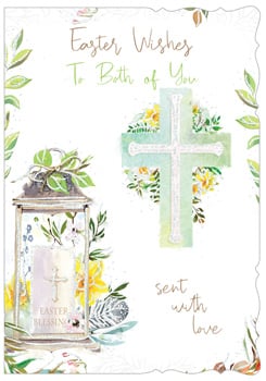 A greeting card that says Easter wishes to both of you.