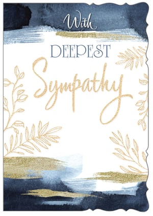 A card that says "with deepest sympathy" on it.