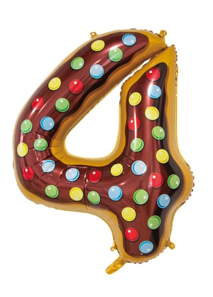 A balloon in the shape of the number four.
