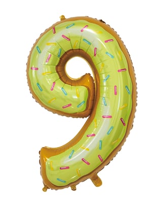 A number 9 balloon that looks like a donut with sprinkles is needed.