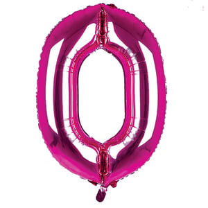 A pink balloon in the shape as the number 0.
