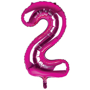 A pink balloon in the shape of the number 2.