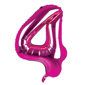 A pink balloon in the shape of the number four.