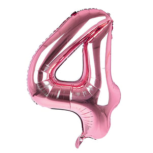 A pink balloon in the shape of the number four.