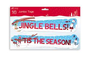 A package of jingle bells and tis the season tags. --> A package of jingle bells and "tis the season" tags.
