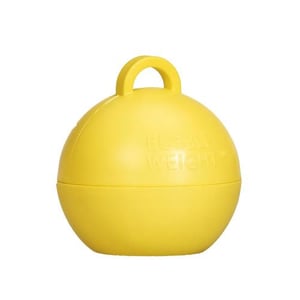 A yellow ball with a handle on a white background.