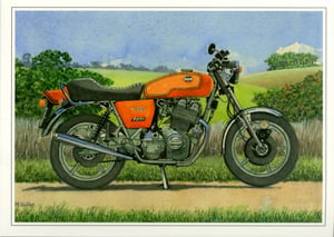 Capture the spirit of a legendary era with our stunning Laverda Jota 1000 1976 print, brought to you by GD Publishing. This exquisite watercolour artwork beautifully depicts the iconic orange motorcycle, renowned for its power and distinctive style, set against a picturesque, rolling landscape.
Each detail, from the gleaming chrome to the vibrant paintwork, is lovingly rendered, making this a truly captivating piece for any enthusiast. Perfect for adding a touch of classic motorcycling heritage to any collection or display. Available in a convenient 1x6 pack, these prints are sure to be a popular choice for your customers who appreciate timeless design and automotive artistry.
