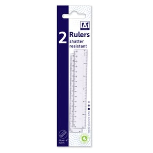 A package of 2 rulers which are shatter-resistant.