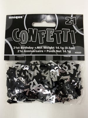 A package of confetti for a 21st birthday.
