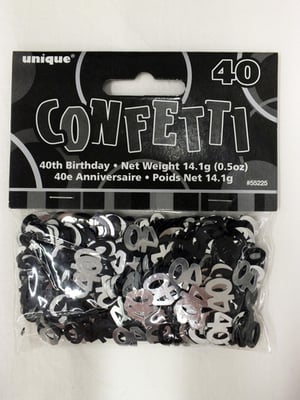 A package of confetti for a 40th birthday.
