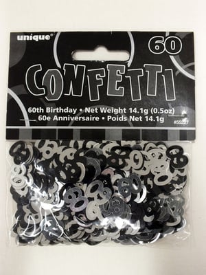 A package of unique 60th birthday confetti's.