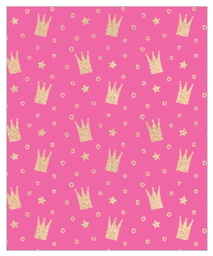 A background that is pink with gold crowns and stars.