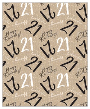A wrapping paper that says "happy birthday" on it.